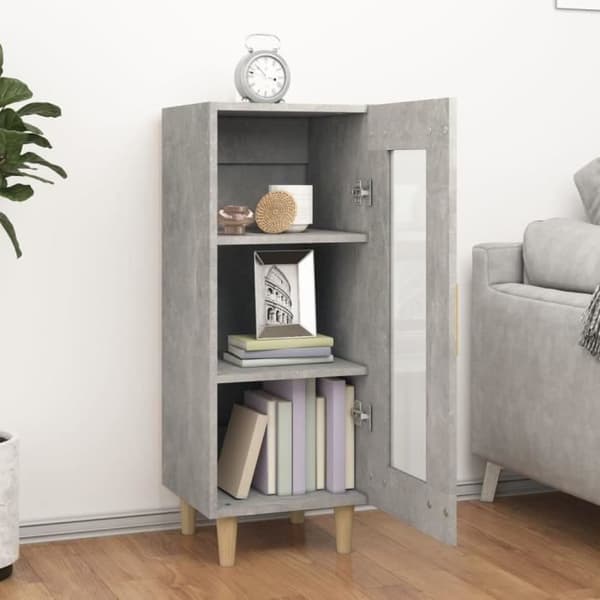 Buffé - VIDAXL - Hög Buffé - Grå Betong - Ingenjörsträ - 90 cm höjd