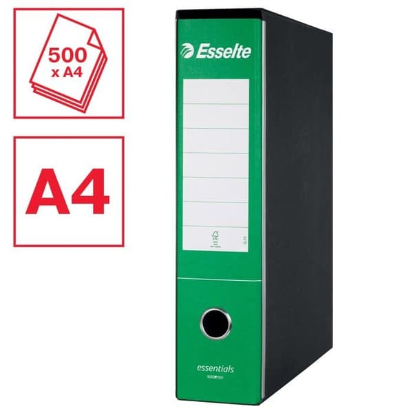 Ringbindare - ESSELTE GROUP - Esselte Essentials - Grön - 4 ringar - PP genomskinlig 0,5 mm