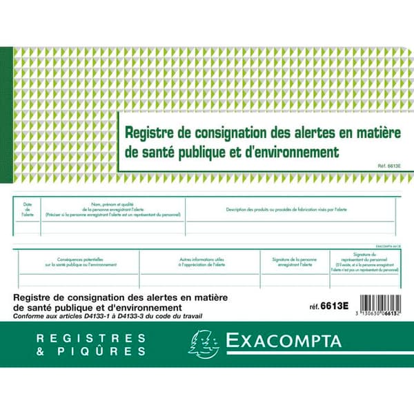 Registreringsbok - EXACOMPTA - 24x32cm - 20 sidor - Folkhälsa - Miljö