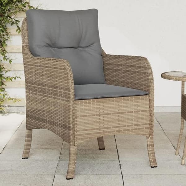 vidaXL Trädgårdsstolar med kuddar set om 2 blandad beige rotting 365149