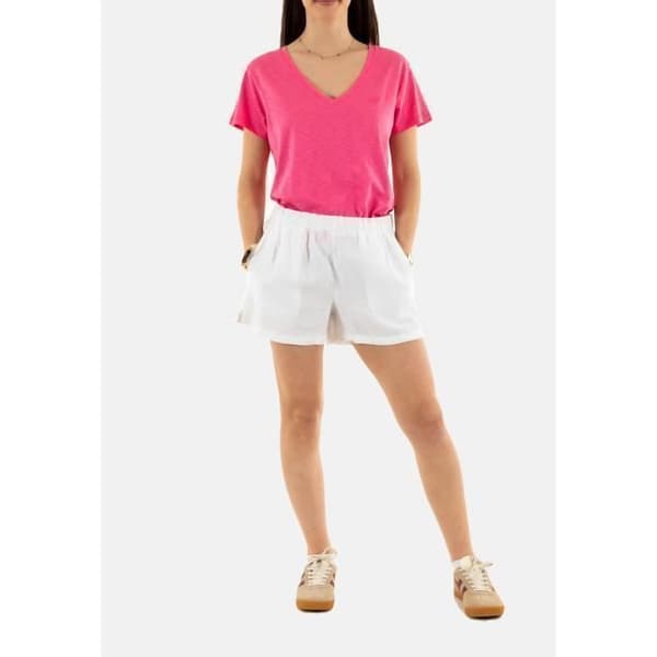 Kort bermuda superdry linne med dragsko 04c vit