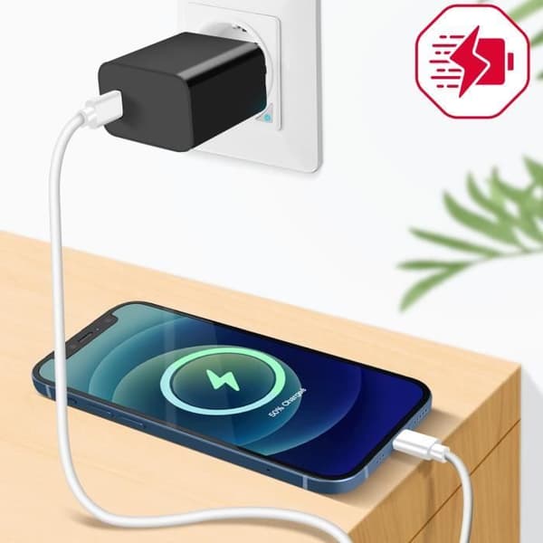 USB Typ C till Lightning 2M Laddnings- och synkroniseringskabel Maxlife Vit