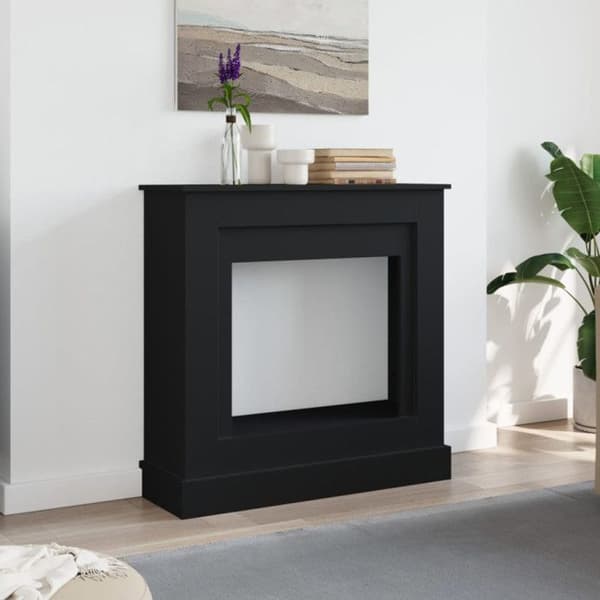 Svart eldstadsram 90x30x90 cm ingenjörsträ