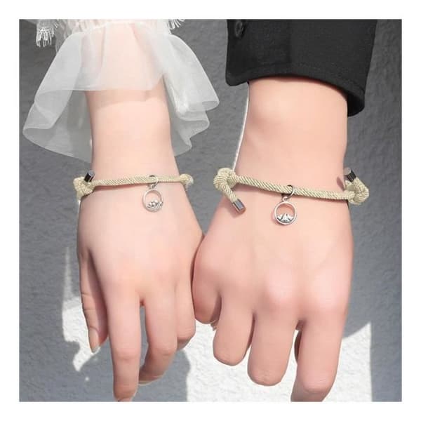 Armband - GENERISK - Par - Magnet - Beige - Ny