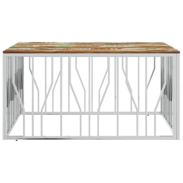 vidaXL Soffbord Silver Rostfritt Stål-Solid Reclaimed Wood 350072