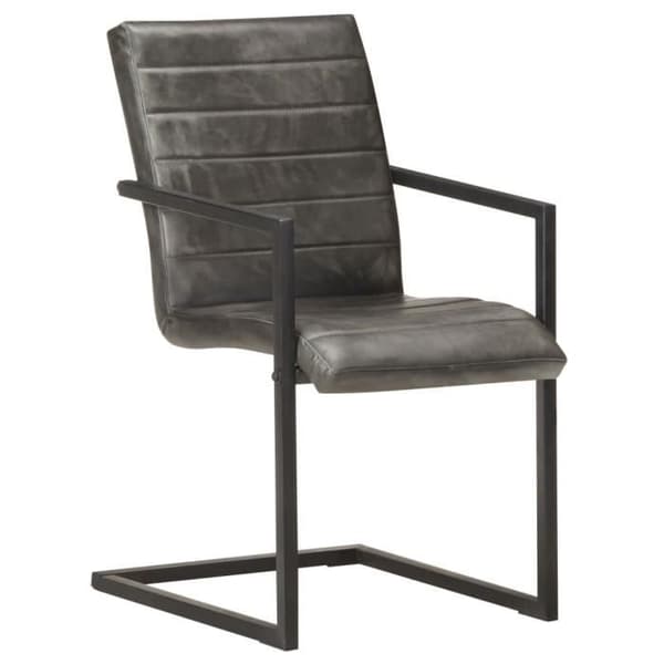 vidaXL Cantilever Matstolar 2 st Grått Äkta Läder