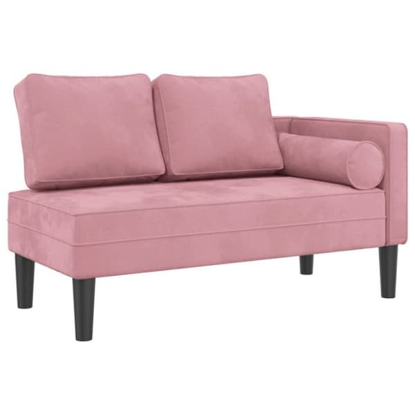 Chaiselong med rosa sammetskuddar