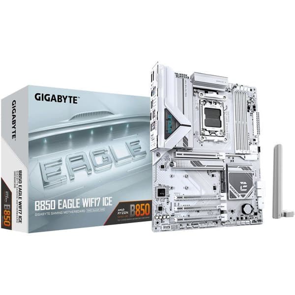 Moderkort - GIGABYTE - B850 EAGLE WF7 ICE - ATX-format - Chipset AMD B850 - DDR5 & PCIe 5.0 - WiFi 7