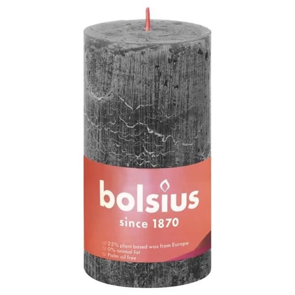Bolsius Rustic Shine Pillar Ljus 6 st 130x68 mm Stormy Grey