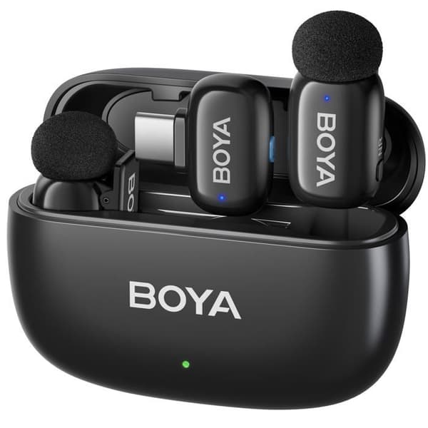 Boya Mini 2-02 trådlös USB-C klämmikrofon, svart