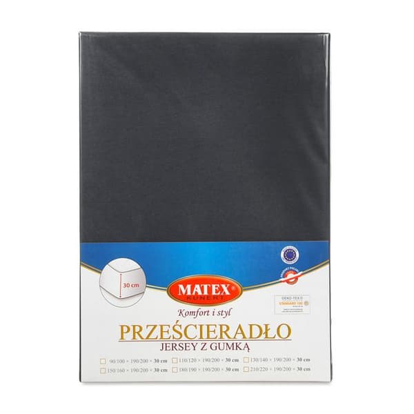 Drap jersey PREMIUM med elastik 180x190, 180x200x30, grafit_45, MATEX