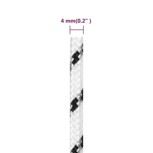 152753 vidaXL flätat båtrep Vit 4 mmx100 m polyester