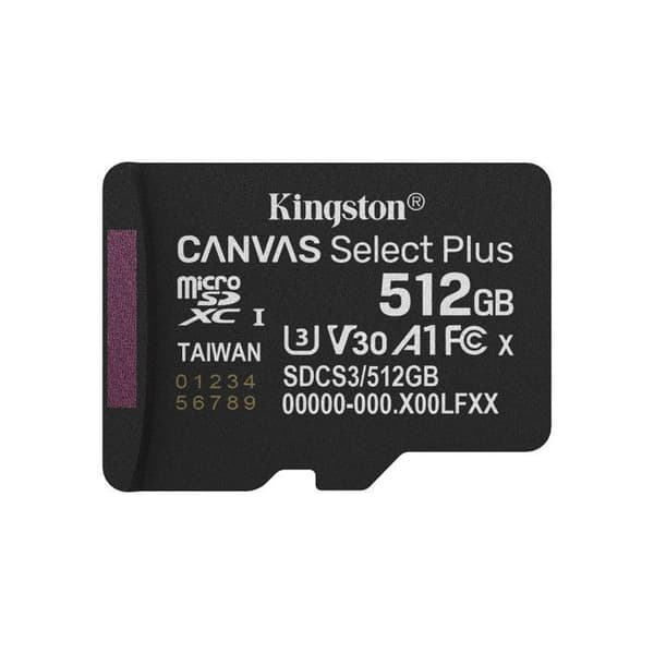 Kingston 512GB microSDXC Canvas Select Plus Gen3 A1 V30 150MB/s med adapter