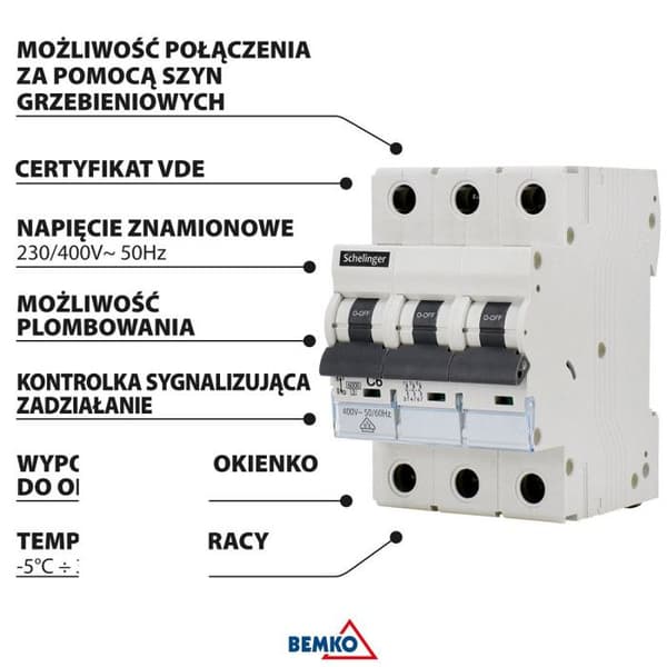 Brytare - SCHELINGER - 3P B 25A - 6kA - AC400V - IP20