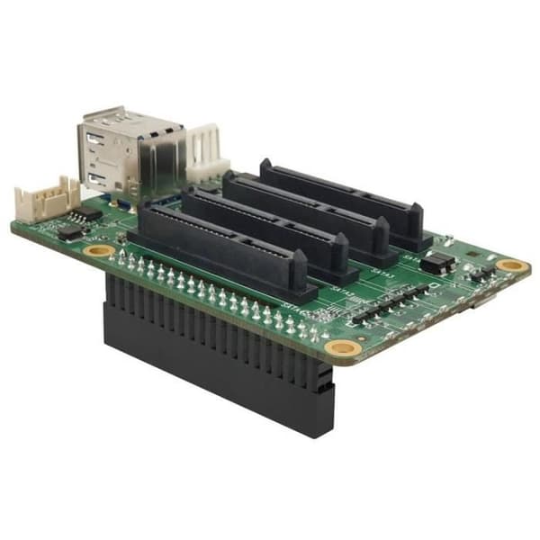 SATA HAT Quad expansionsmodul - ALLNET - Raspberry Pi 4 - 4 fack - USB PD/QC strömförsörjning - USB3