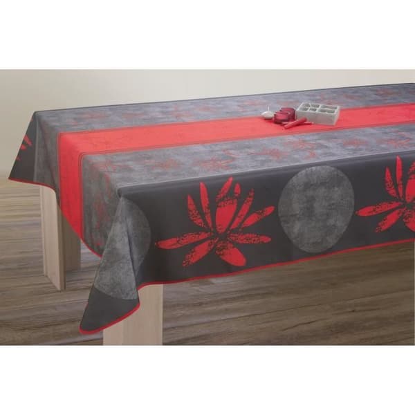 Duk - LOTUS - Rektangulär 150x240 cm - Röd - Vattenavvisande fläckbeständig - Polyester