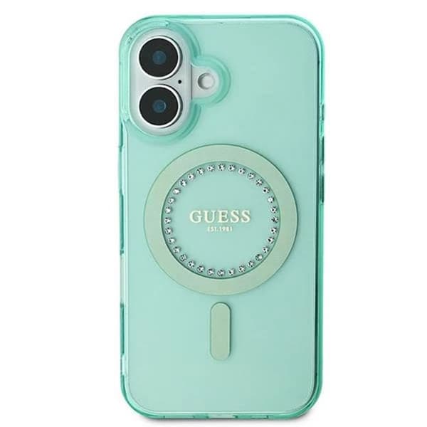 Guess IML rhinestones MagSafe-skal för iPhone 16 - Grön
