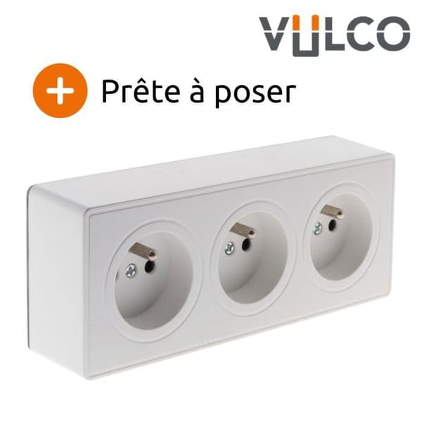 Triple utgång 2P+T 16A Vit - Vulco - Zenitech