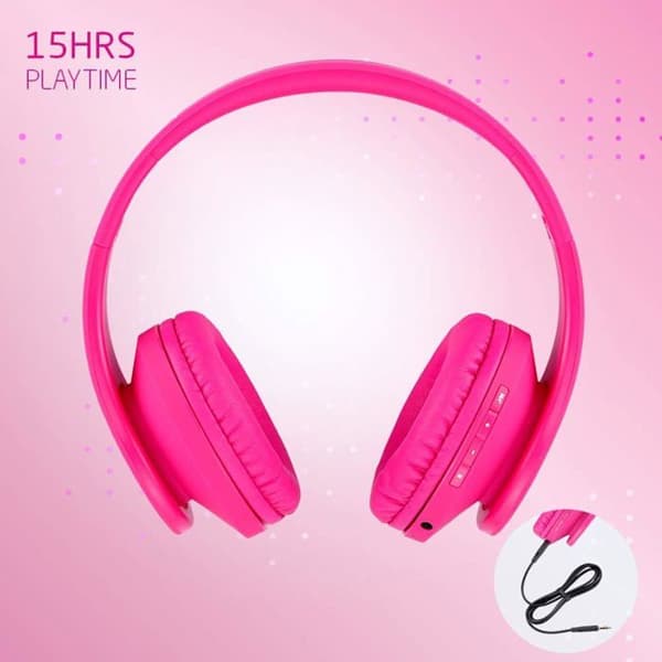Hörlurar för barn - PowerLocus - P2 - Fällbara - Bluetooth - Rosa