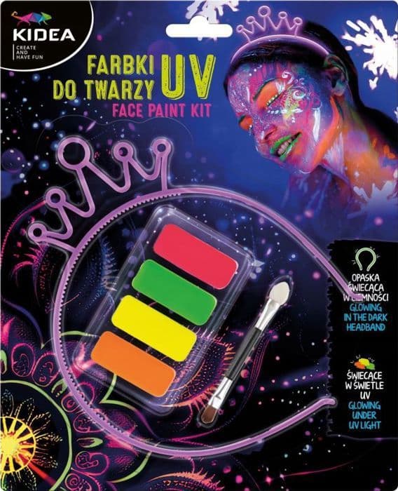 Ansiktsfärger - Derform - 4 färger - UV - Glöd i mörkret - Barn