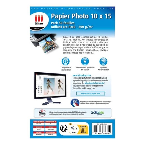 Fotopapper - MICRO APPLICATION - 10x15 - 200 g/m² - 50 ark - Blank