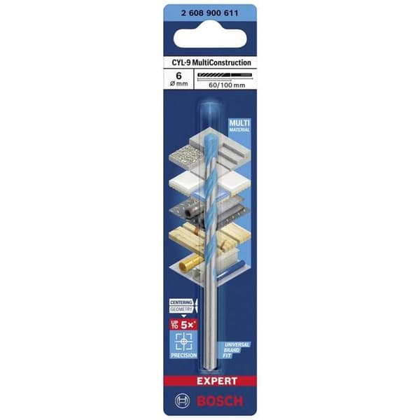 Foret - Bosch EXPERT CYL-9 MultiConstruction 2608900611 - Ø6 mm - Längd 100 mm - Optimerad karbid