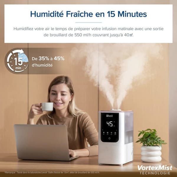 Luftrenare - LEVOIT - LUH-O451S-WEU - 4,5L - Tyst - Röstkontroll