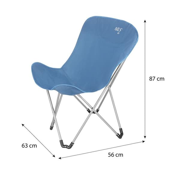 Fällbar campingstol - NILS CAMP - NC3051 - Blå - Oxford 600D - Stöder 110 kg - Fällbar - 2,35 kg