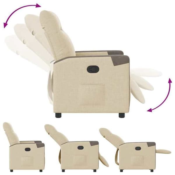 vidaXL Recliner Cream Fabric 4104842