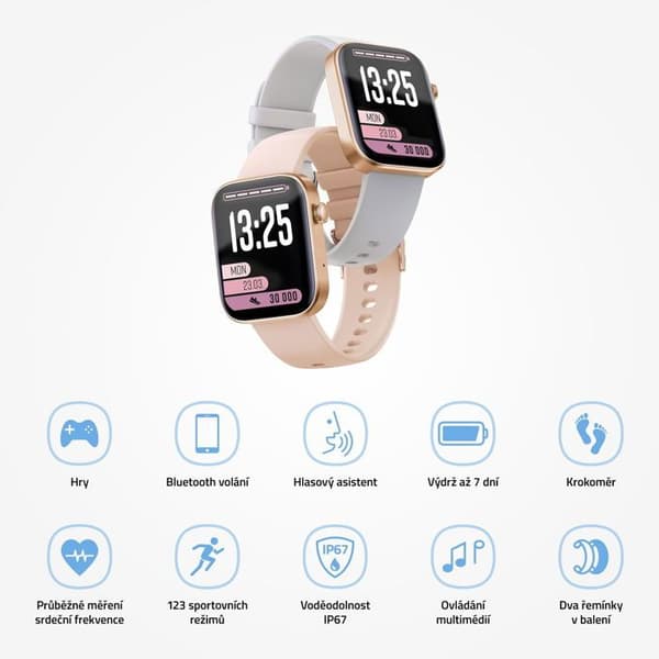 Smartwatch - LAMAX - BCool 2 Plus - Roséguld - Bluetooth 5.3 - IP67 - 168h autonomi