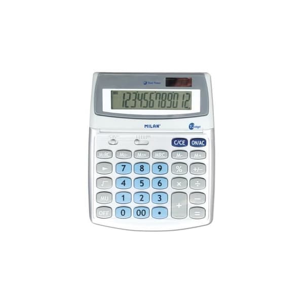 Skrivbordskalkylator - Extra stor - 12 siffror - Lutar skärm - Metallfinish