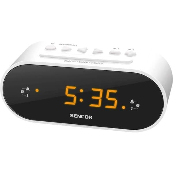 Sencor SRC 1100 W klockradio - vit - FM digital radiotuner - Dubbel väckarklocka - Ljusdimmer