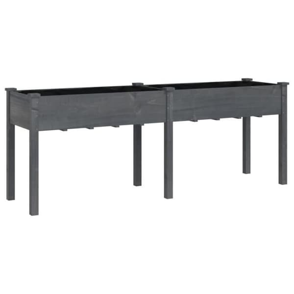 vidaXL planteringskar med grått foder 203x53x76 cm massivt granträ 364241