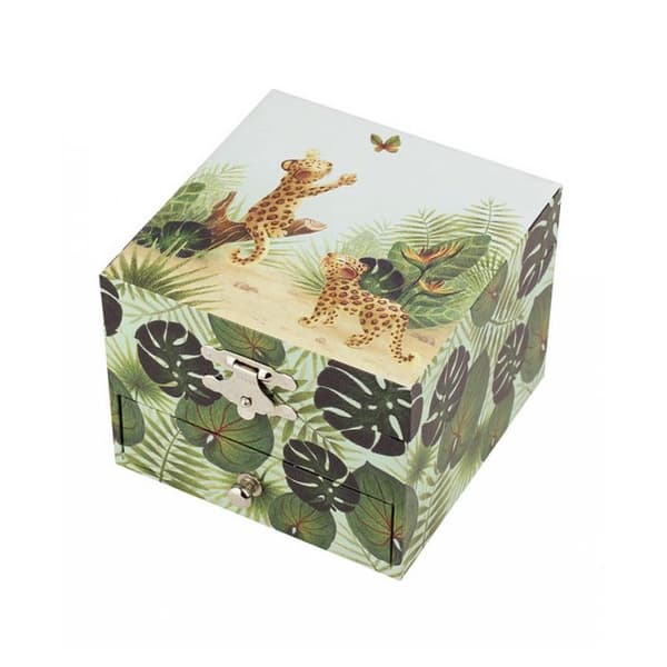 Savane Trousselier Cube Music Box - TROUSSELIER - Grön - Leopard Jungle - Soft Melody