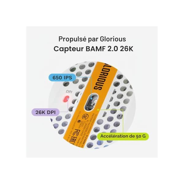 Souris Gaming - GLORIOUS - Modell O 2 Mini - Ultra lätt 49g - Sensor 26000 dpi - 6 programmerbara knappar