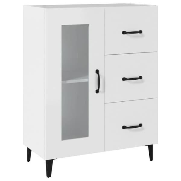 812213 vidaXL Buffé Vit 69,5x34x90 cm Ingenjörsträ