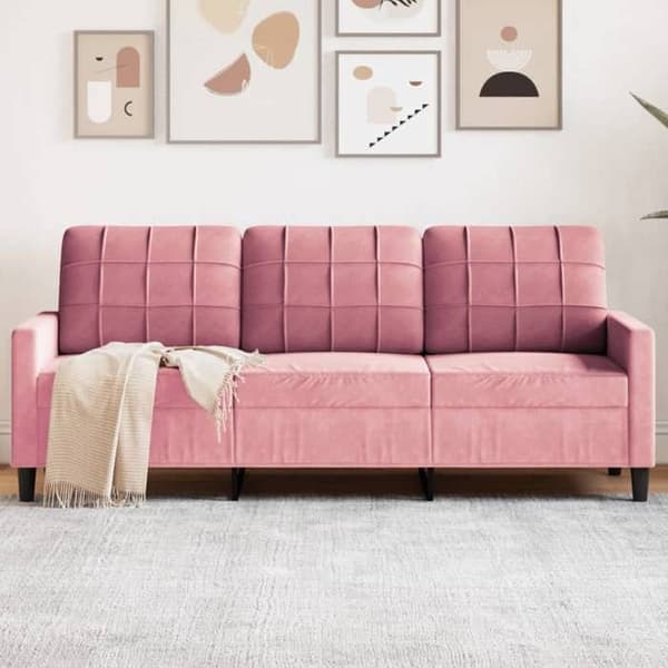 vidaXL Soffa 3-sits Rosa 180 cm Sammet 4007637