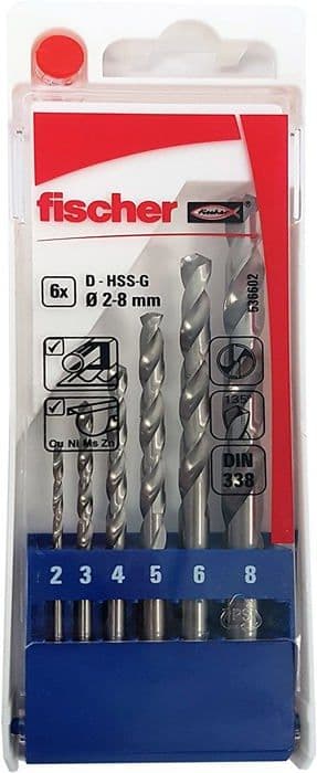 Fischer borr - 536602 - Plastlåda med 6 HSS-G 2-8 EXTRA bits