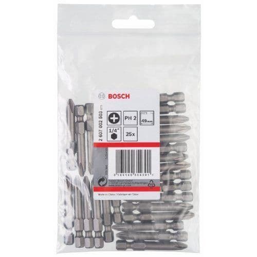 Korsformad spets - BOSCH - PH 2 - Extra hård - Täckning TIN - 25-pack