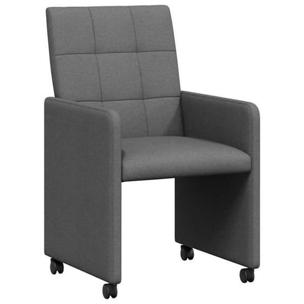 Matstol - VIDAXL - Set om 2 - Mörkgrått tyg - Med hjul - Ergonomiska armstöd