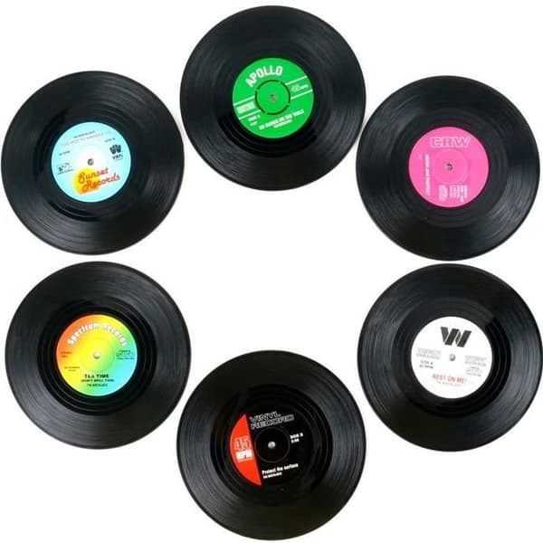 TRIXES Set med 6 olika retro vinylunderlägg