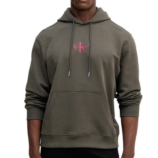 Grå Hoodie Herr Calvin Klein Jeans 350terry Micro