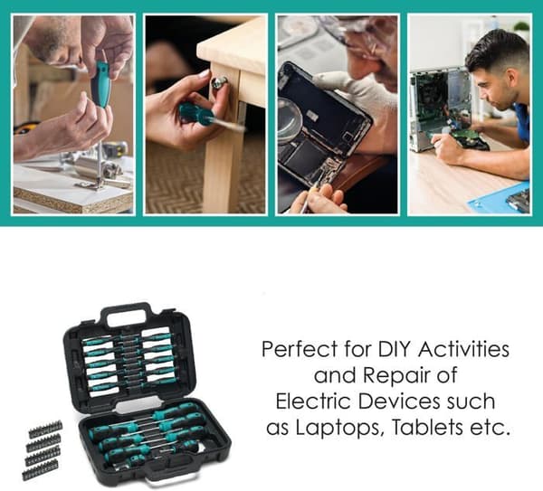 Tournevis - OVERMUST - Set med 58 delar - Magnetiska - Klipp, Kryss, Torx