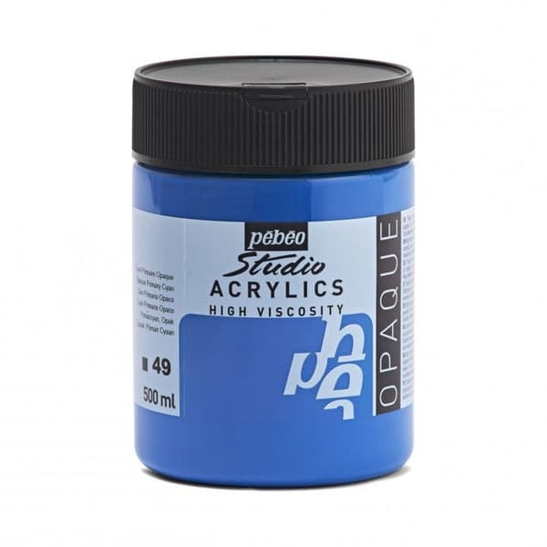 Akrylfärg - PÉBÉO - Cyan - 500 ml - Blandad - Färg Blå