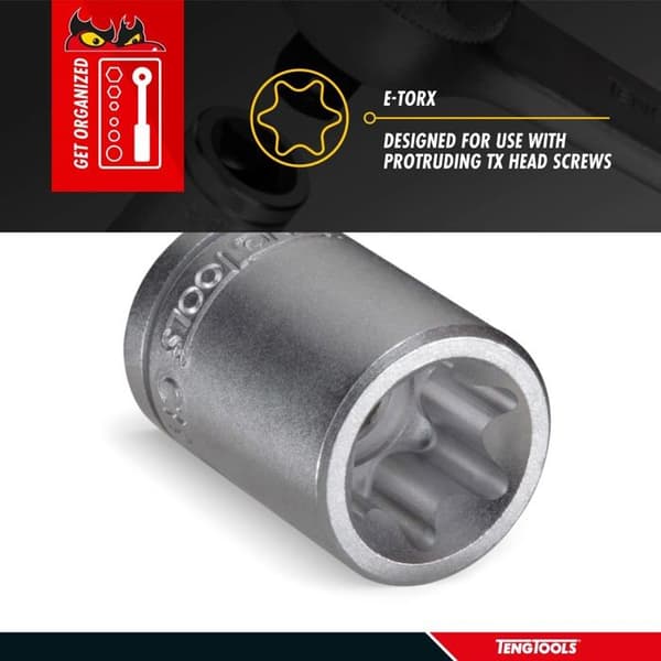 Dynamometernyckel - Teng Tools - 101690303 - Torx E14 - 3/8 - Krom-vanadium