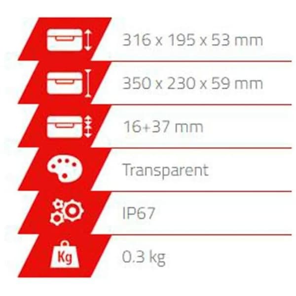 Vattentät hölje - MAX - Max003t - IP67 - Fack - Stötsäker