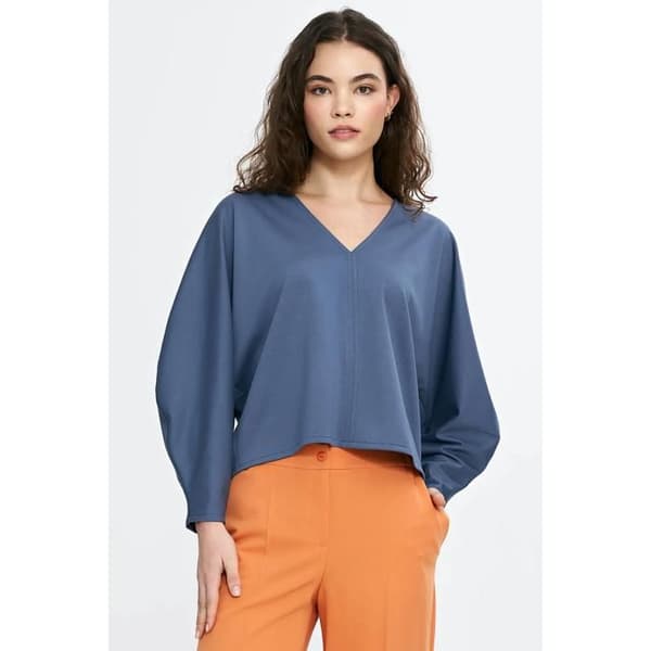 Oversize blus med ballongärmar för kvinnor Nife