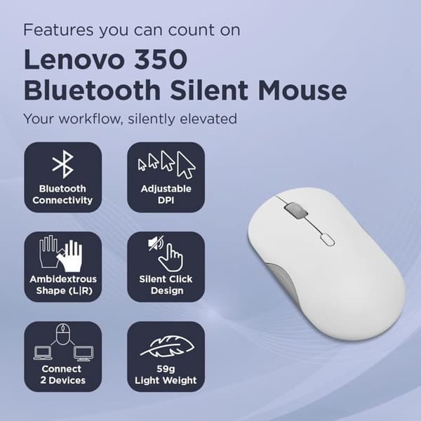 Mus - LENOVO - GY51S61907 - Grå - Bluetooth - 2400 dpi - Ambidextrös