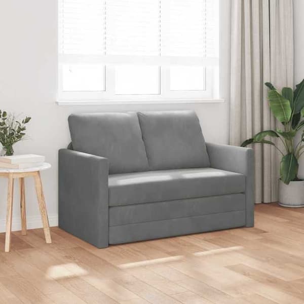 vidaXL 2-i-1 bäddsoffa Mörkgrå 122x204x55 cm Sammet 353958