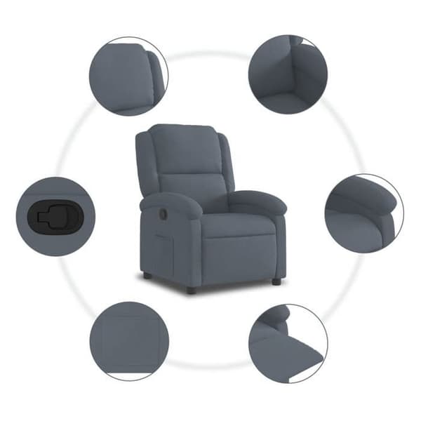 vidaXL Recliner stol i mørkegrå velur 3205492